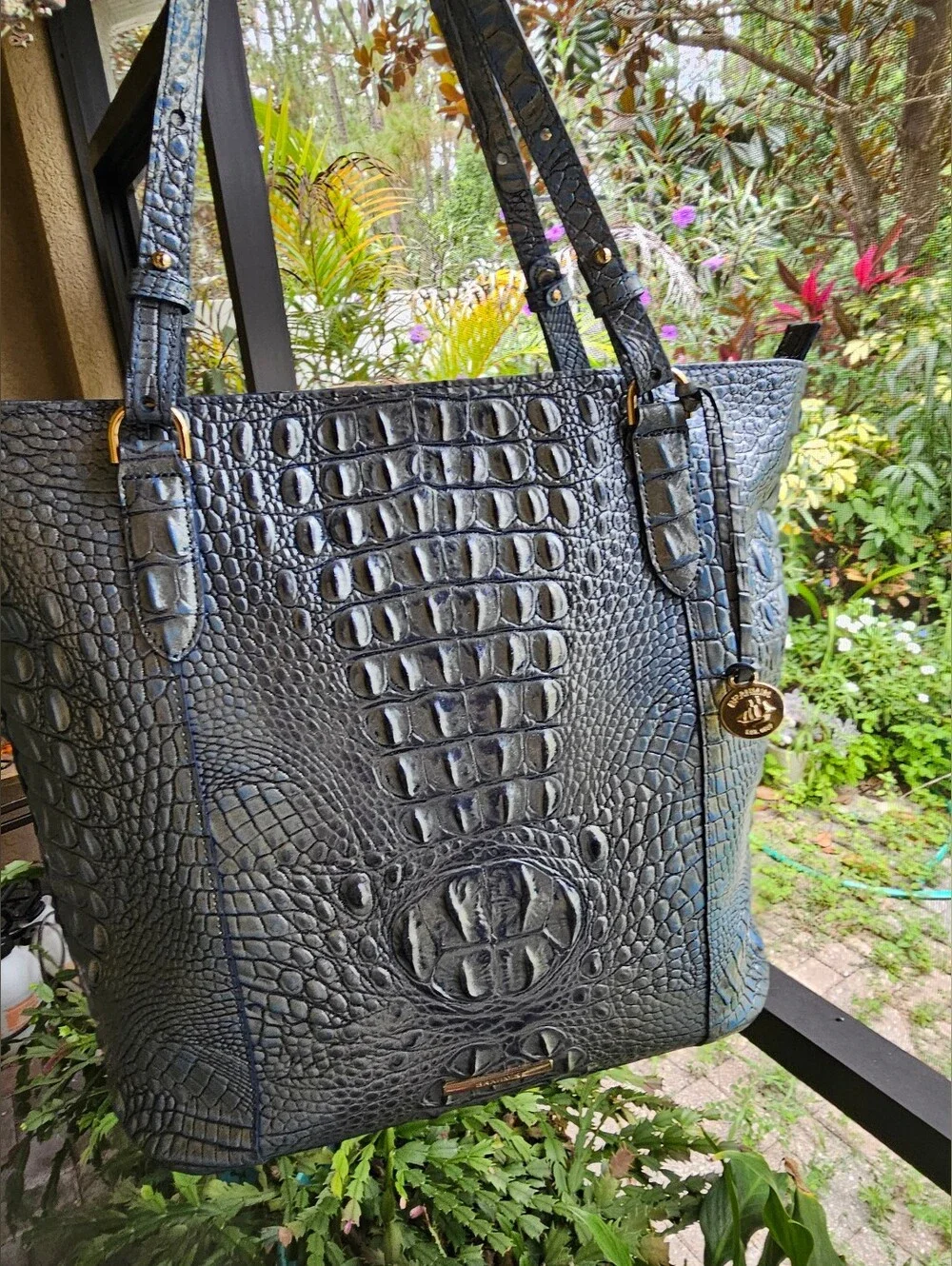 Brahmin Large Abigail Tote & Matching Slim Card Wallet Serenity Ombre Melbourne - Picture 2 of 13